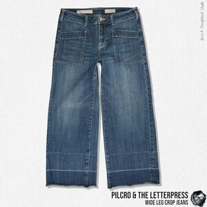 ANTHROPOLOGIE PILCRO & THE LETTERPRESS WIDE LEG CROP SAILOR JEANS SIZE 28